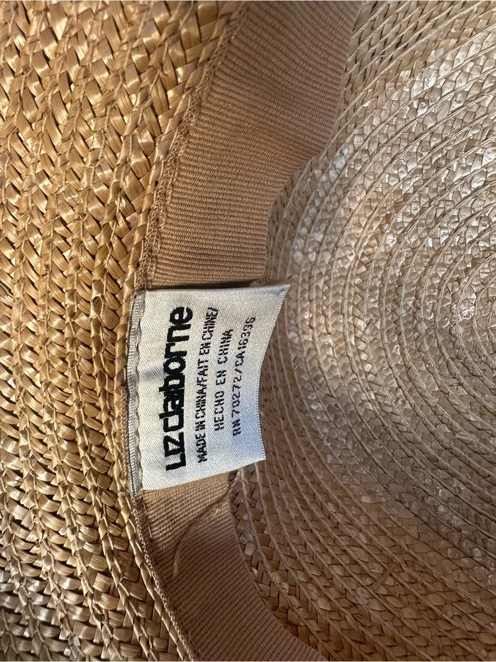 Liz Claiborne Vintage Straw Sun Hat with Pink Fabric Flowers Cottagecore